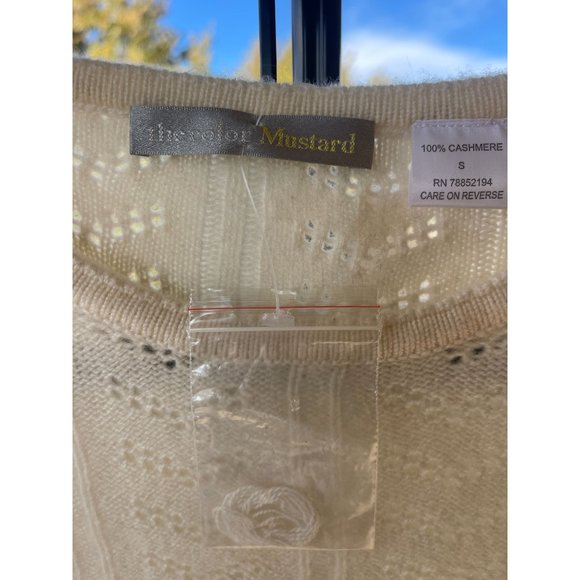 NWT Searle The Color Mustard White Cashmere Sweater Size S - Picture 2 of 10